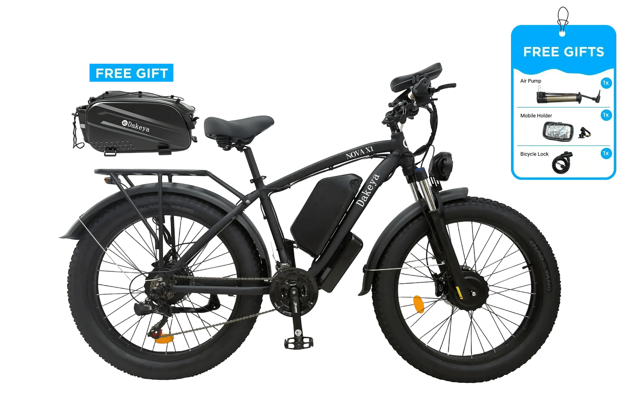 Dakeya NOVA X1 6000W Dual Motor Best Fat Tire eBike Certified to UL2849 - Electric Bike - Dakeyabike