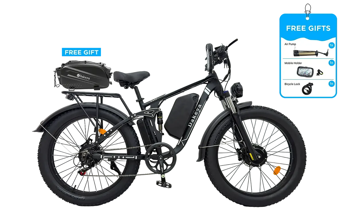 Dakeya Da03 Dual Motor Electric Mountain Bike 5000W - Full Suspension, UL2849 Certified Off-Road Fat Tire