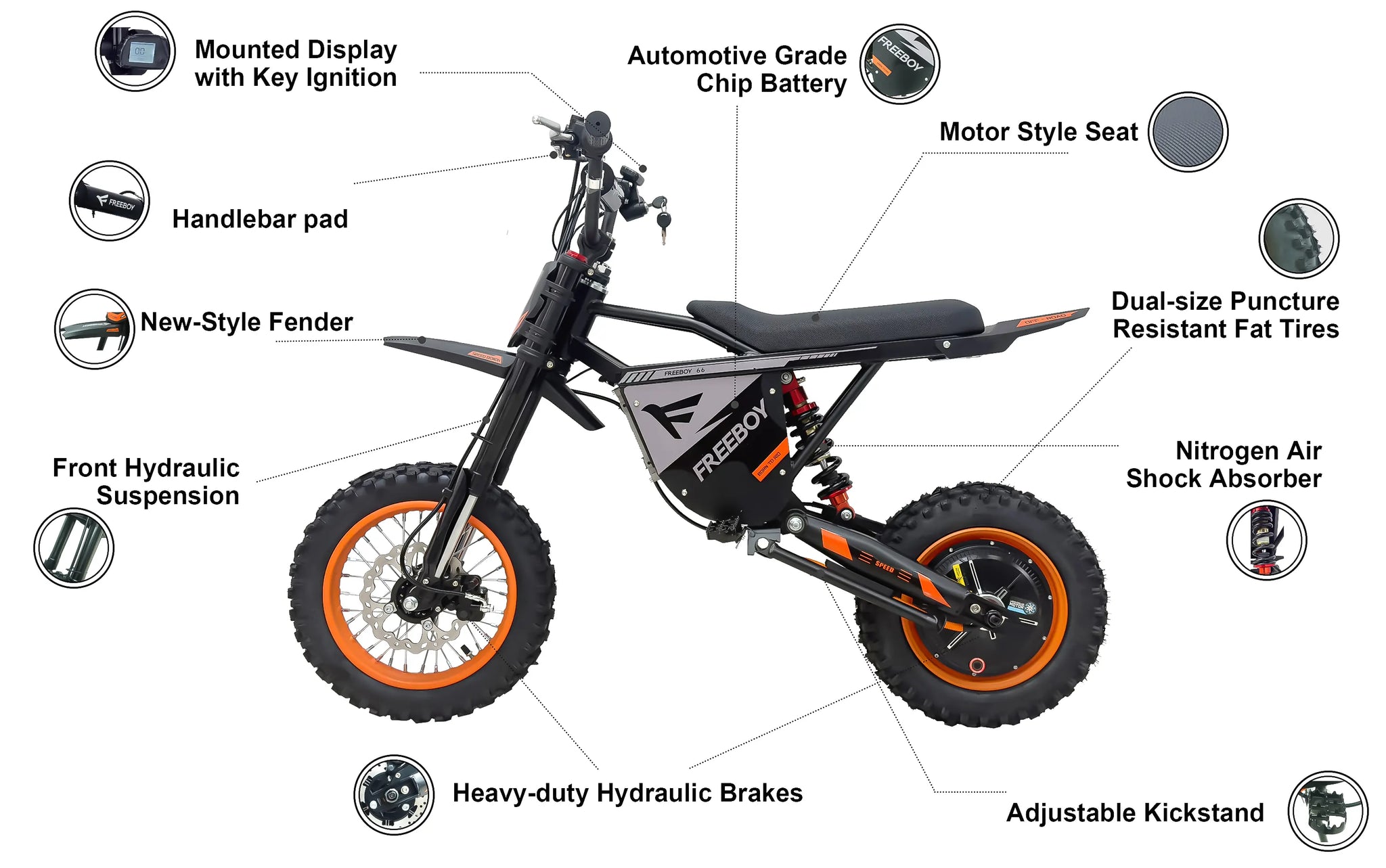 Dakeya 3000W Dirt Electric Bike Y66 – Powered by Freeboy Off-Road eBike - Electric Bike - Dakeyabike