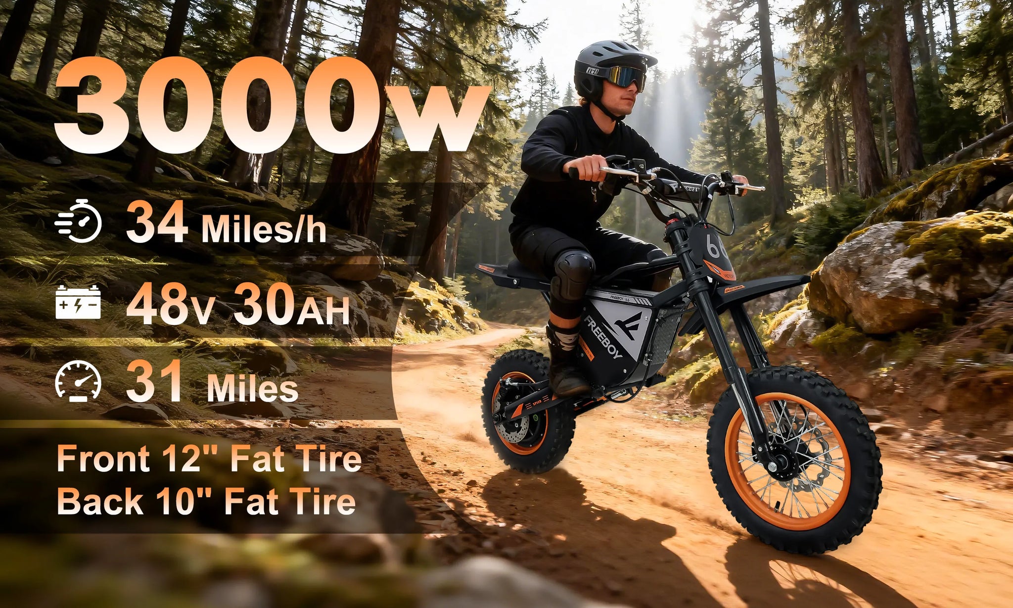 Dakeya 3000W Dirt Electric Bike Y66 – Powered by Freeboy Off-Road eBike - Electric Bike - Dakeyabike