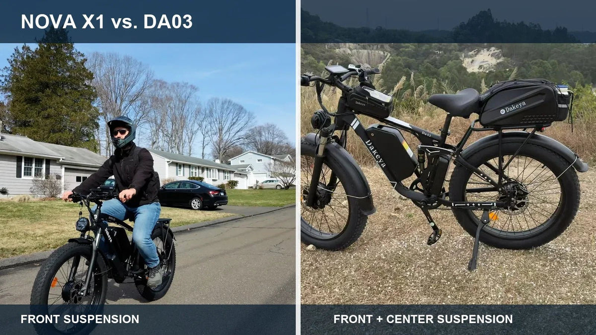Front Suspension vs. Full Suspension E-Bikes: NOVA X1 vs. DA03 for Real-World Riding - Dakeyabike