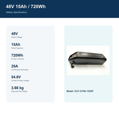 48V 15Ah Hailong-Style E-Bike Battery – 720Wh, 25A BMS - Accessories/Parts - Dakeyabike