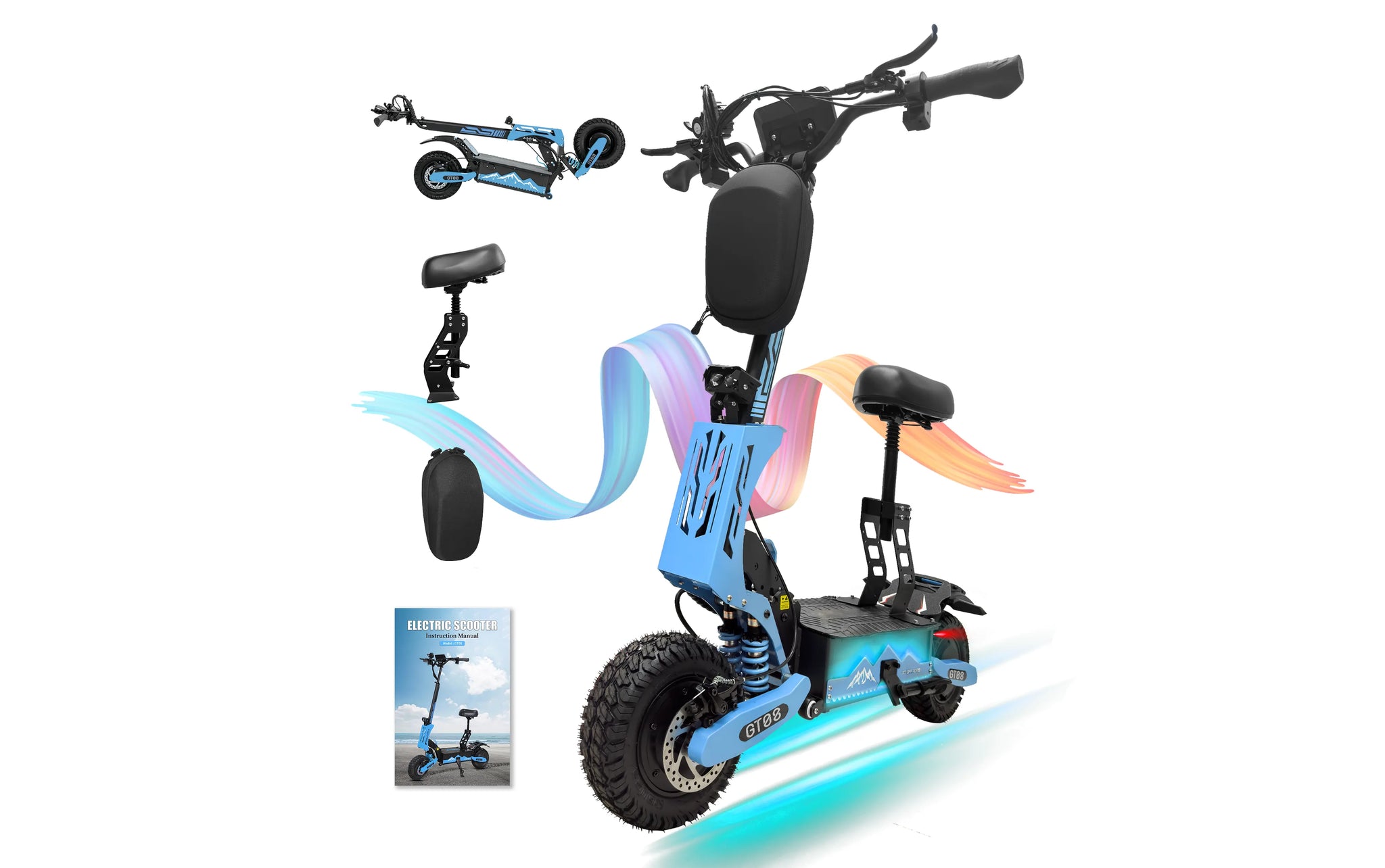 GT08 Electric Scooter – Dual 5600W Motor | 50 MPH | 60V 27Ah Battery | 11” Off-Road Tires | Folding