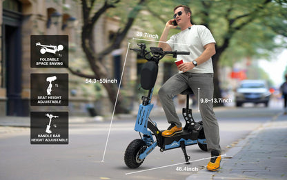 GT08 Electric Scooter – Dual 5600W Motor | 50 MPH | 60V 27Ah Battery | 11” Off-Road Tires | Folding