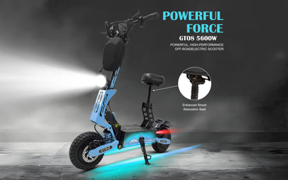 GT08 Electric Scooter – Dual 5600W Motor | 50 MPH | 60V 27Ah Battery | 11” Off-Road Tires | Folding