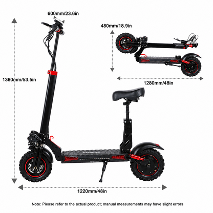 J11 Electric Scooter 1200W Foldable Off-Road eScooter, 48V 18Ah, 33 MPH, 37-Mile Range