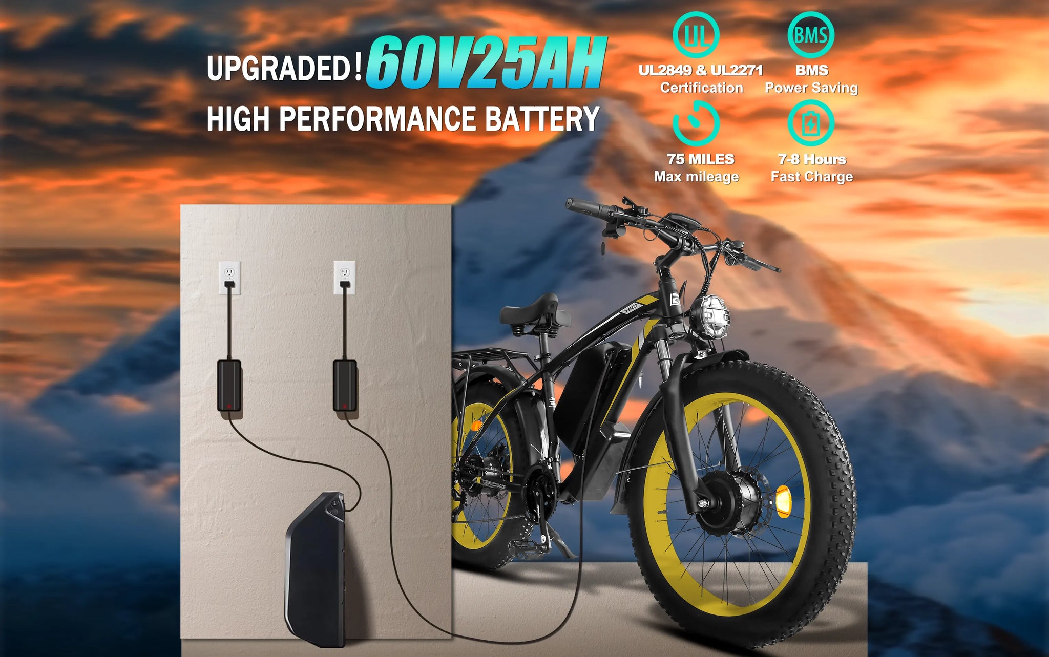 Dakeya TS60 5000W Fat Tire Electric Bike – Dual Motor 60V Off-Road eBike