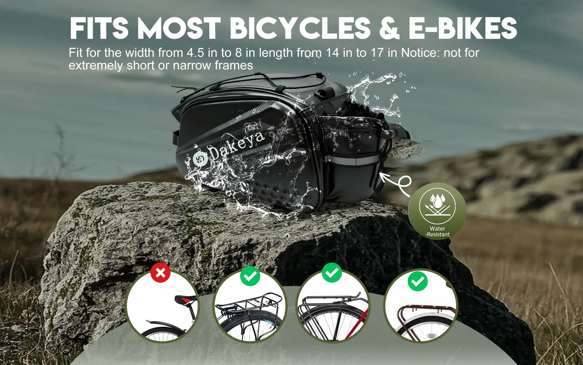 Dakeya 10L Hard Shell Rear Rack Bag - Waterproof Bike & Ebike Trunk