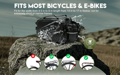 Dakeya 10L Hard Shell Rear Rack Bag - Waterproof Bike & Ebike Trunk