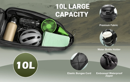 Dakeya 10L Hard Shell Rear Rack Bag - Waterproof Bike & Ebike Trunk
