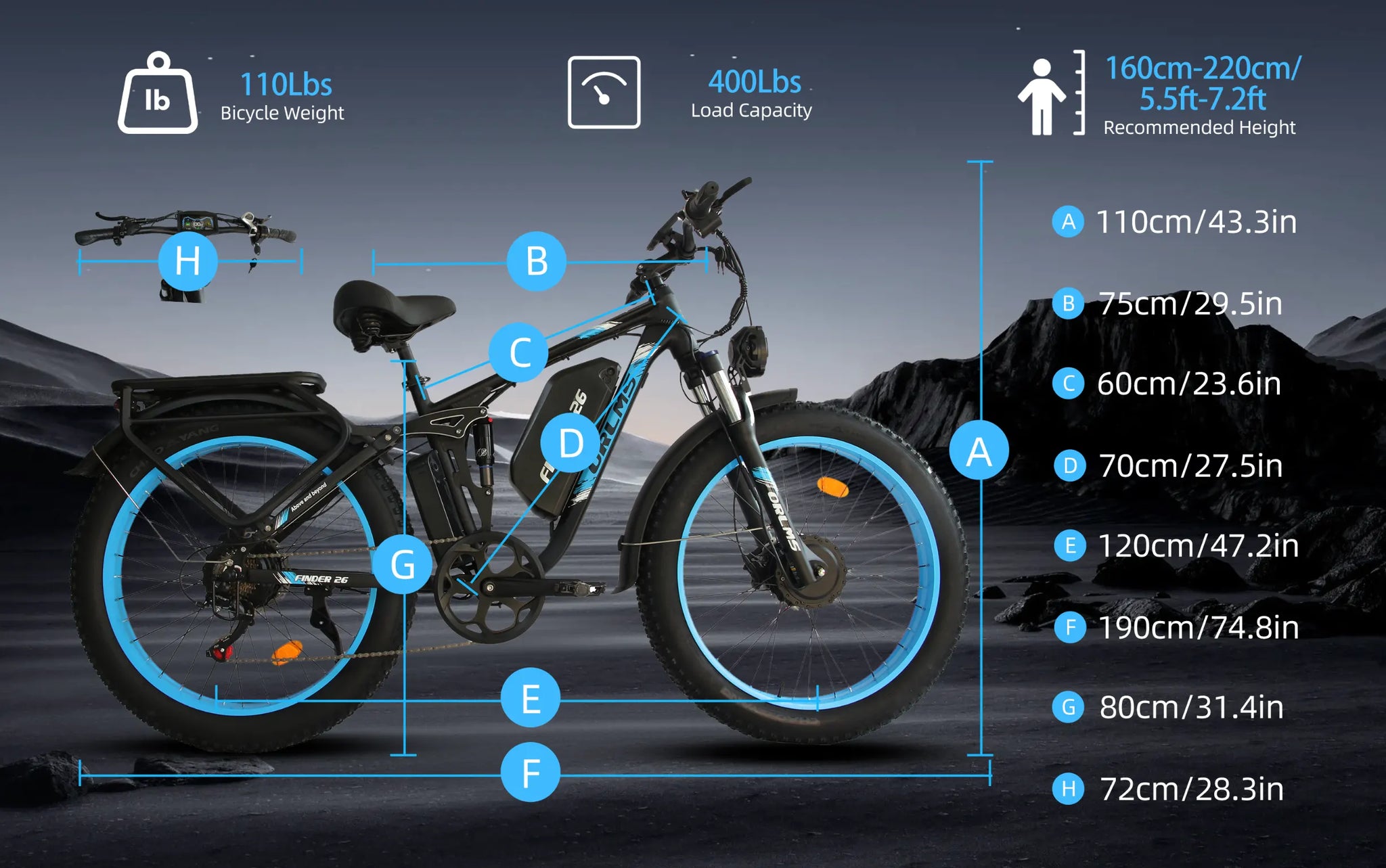 Finder 26 Fat Tire Electric Bike – Dual 5000W Motors | 45 MPH, 65-75 Mile Range