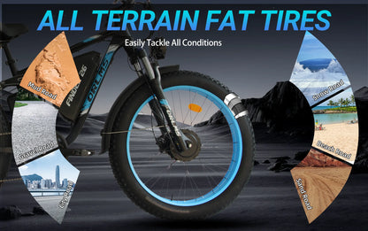 Finder 26 Fat Tire Electric Bike – Dual 5000W Motors | 45 MPH, 65-75 Mile Range