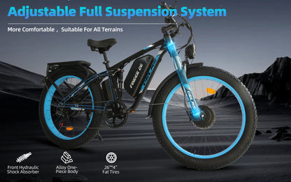 Finder 26 Fat Tire Electric Bike – Dual 5000W Motors | 45 MPH, 65-75 Mile Range