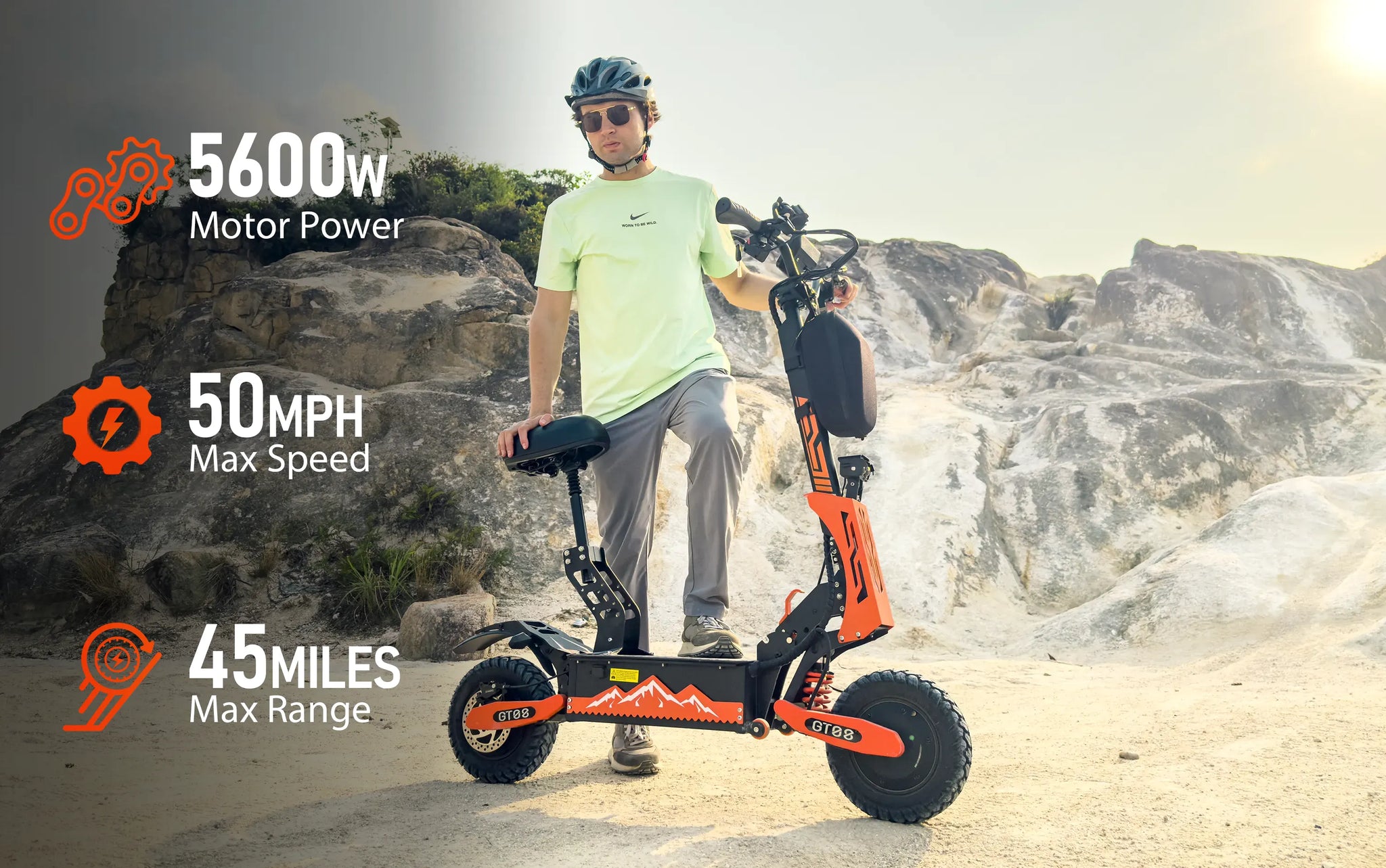 GT08 Electric Scooter – Dual 5600W Motor | 50 MPH | 60V 27Ah Battery | 11” Off-Road Tires | Folding