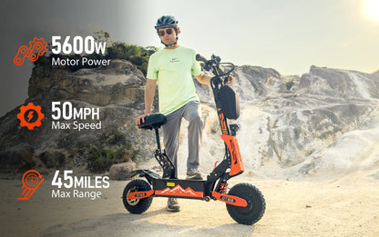 GT08 Electric Scooter – Dual 5600W Motor | 50 MPH | 60V 27Ah Battery | 11” Off-Road Tires | Folding