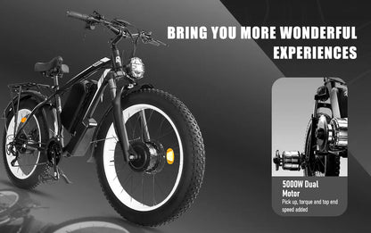 Dakeya TS60 5000W Fat Tire Electric Bike – Dual Motor 60V Off-Road eBike
