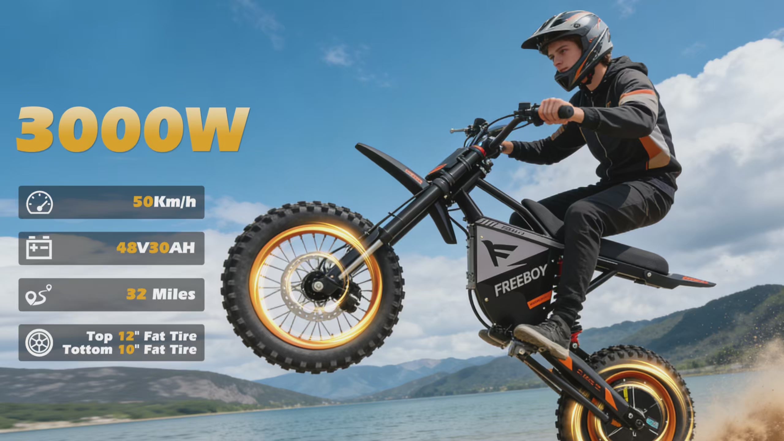 Dakeya 3000W Dirt Electric Bike Y66 – Powered by Freeboy Off-Road eBike